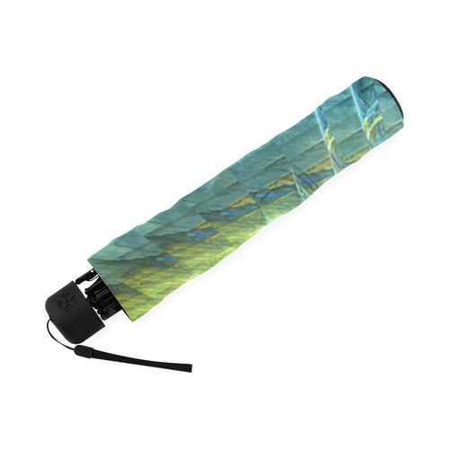 Light Blue Yellow Abstract Fractal Foldable Umbrella (Model U01)