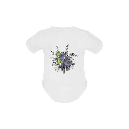 Best friends, cute dragons Baby Powder Organic Short Sleeve One Piece (Model T28)