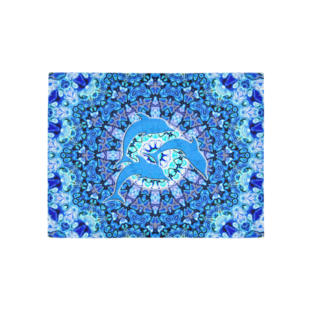 Mandala Magic Blue JUMPING DOLPHINS Area Rug 5'3''x4'