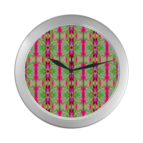 Abstract Ornament AAQ Silver Color Wall Clock