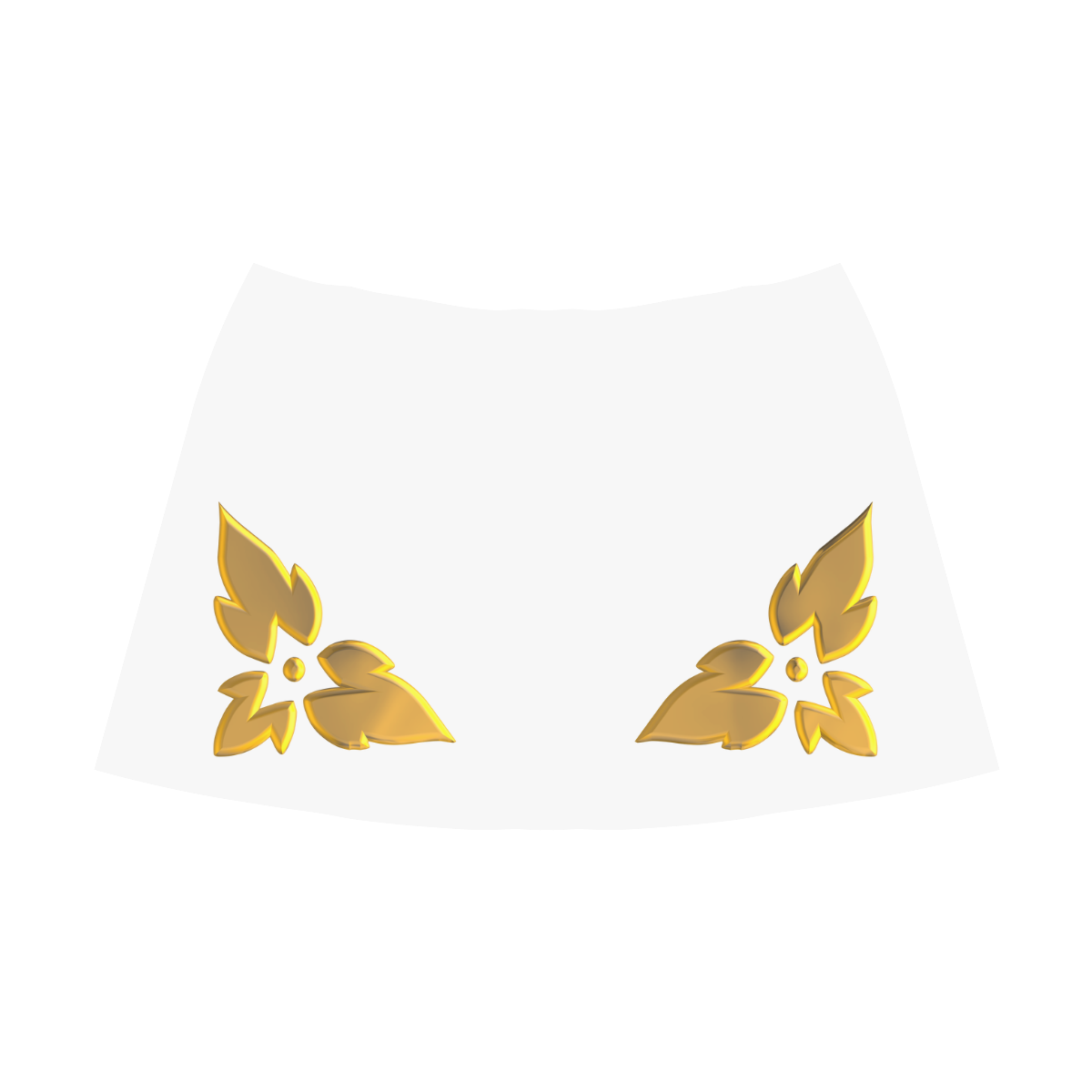 3-D Look Metallic Golden Leaves Border on White Mnemosyne Women's Crepe Skirt (Model D16)