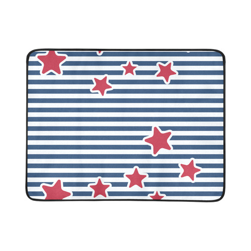 Blue, Red and White Stars and Stripes Beach Mat 78"x 60"