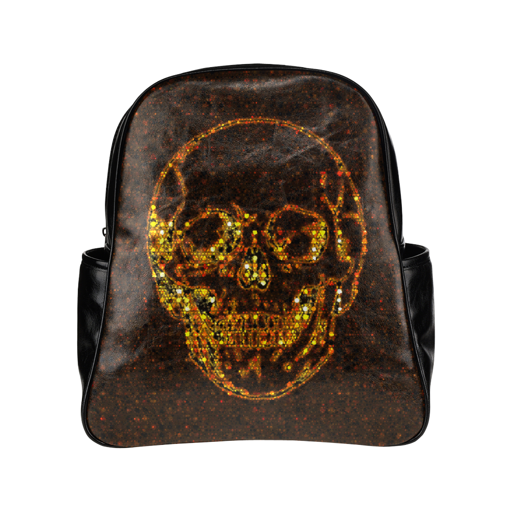 golden skull Multi-Pockets Backpack (Model 1636)