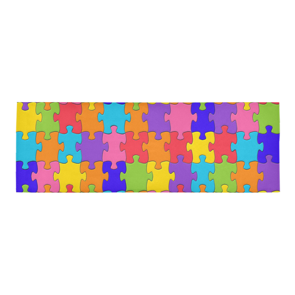 Multicolored Jigsaw Puzzle Area Rug 9'6''x3'3''