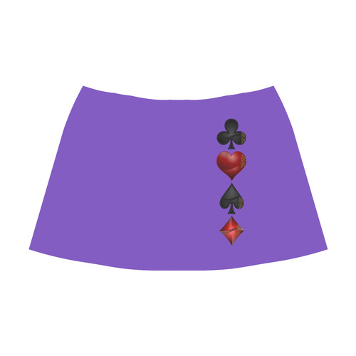 Black and Red Poker Casino Card Shapes Mnemosyne Women's Crepe Skirt (Model D16)