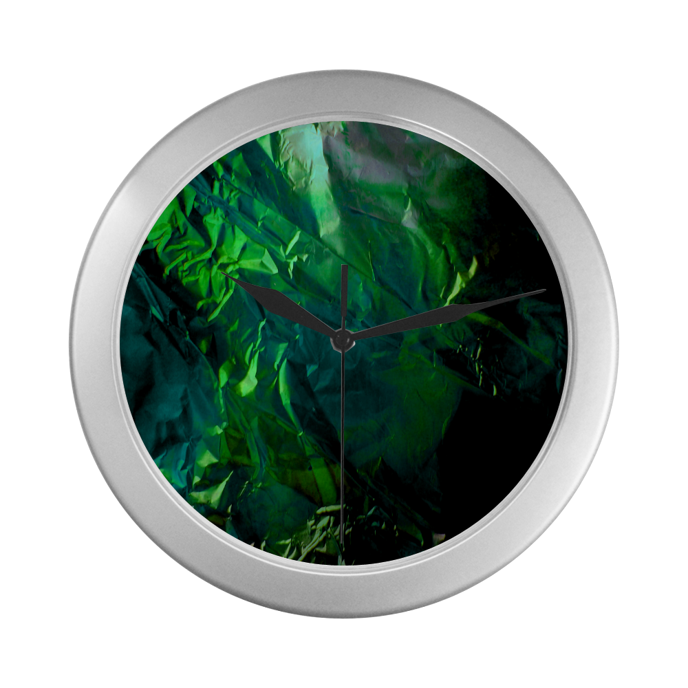 Abstract Emerald Silver Color Wall Clock