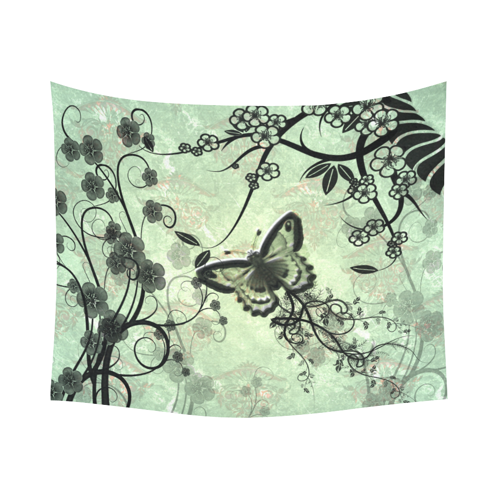 Butterflies and fantasy wood Cotton Linen Wall Tapestry 60"x 51"