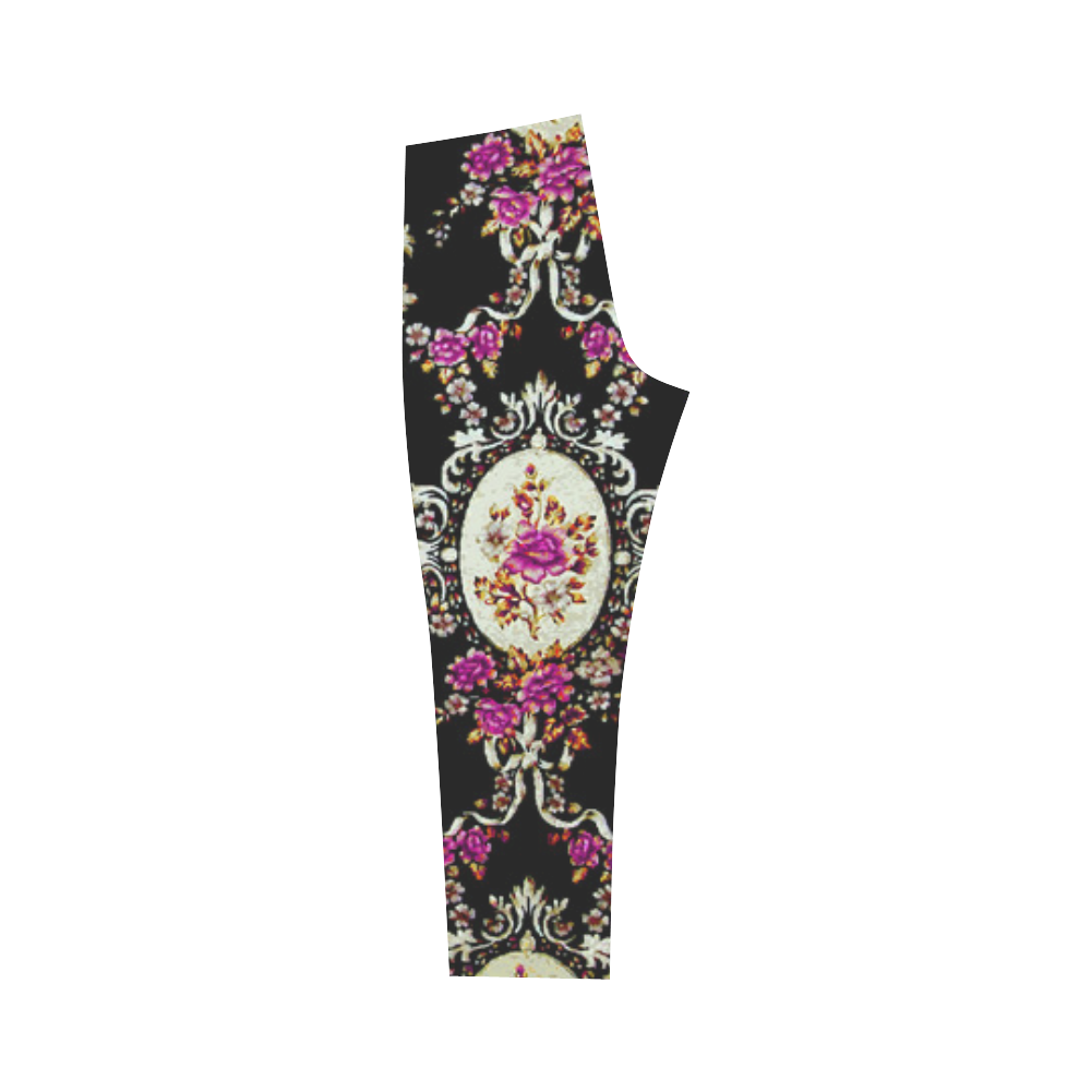 Beautiful Pink Vintage Floral Pattern Capri Legging (Model L02)