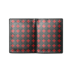 Crosses Punk Rock Red-Black colors Men's Leather Wallet (Model 1612)
