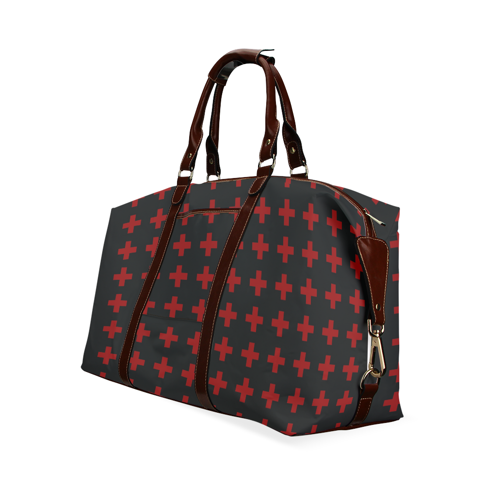 Crosses Punk Rock style Red-Black Classic Travel Bag (Model 1643)