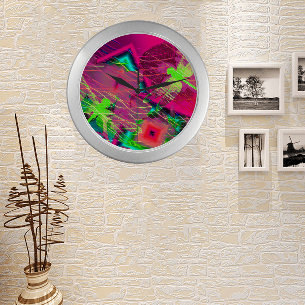 Dragonflies22 Silver Color Wall Clock