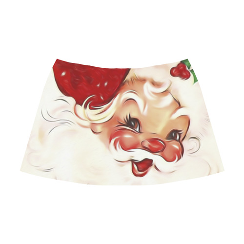 A cute vintage Santa Claus with a mistletoe Mnemosyne Women's Crepe Skirt (Model D16)