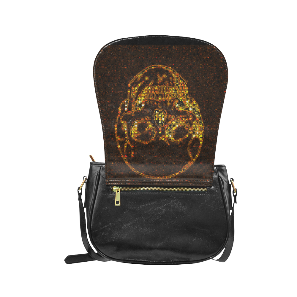 golden skull Classic Saddle Bag/Small (Model 1648)
