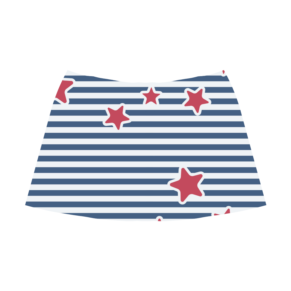 Blue, Red and White Stars and Stripes Mnemosyne Women's Crepe Skirt (Model D16)