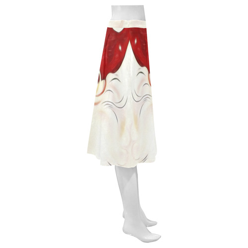 A cute vintage Santa Claus with a mistletoe Mnemosyne Women's Crepe Skirt (Model D16)