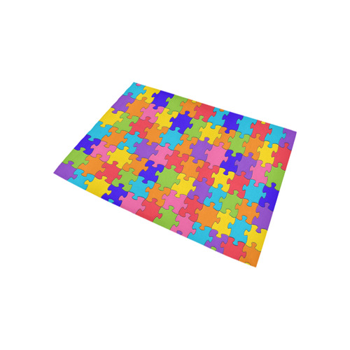 Multicolored Jigsaw Puzzle Area Rug 5'3''x4'
