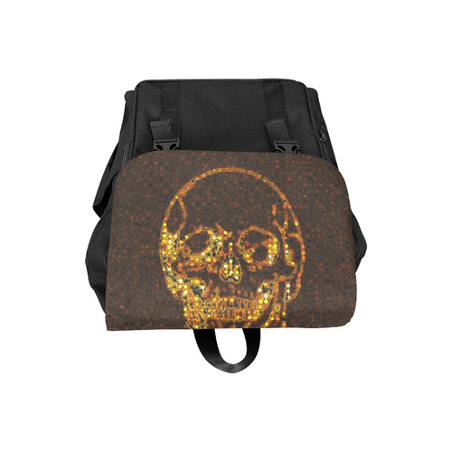 golden skull Casual Shoulders Backpack (Model 1623)