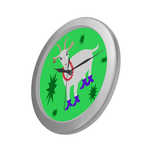 Goat Silver Color Wall Clock