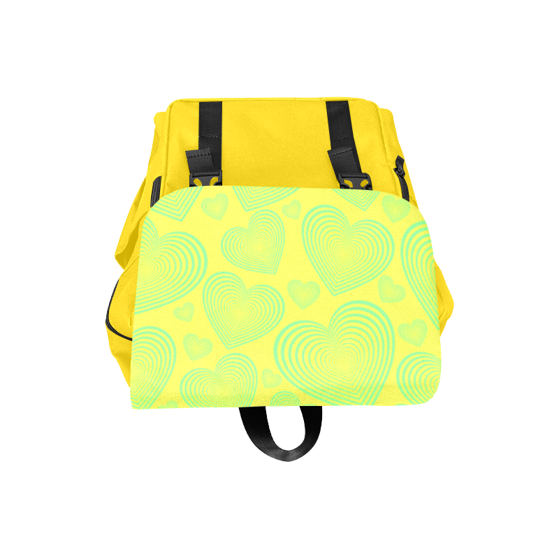 New designers Bags Arrivals! Lemon yellow Collection, Backpack edition with wild Hearts Casual Shoulders Backpack (Model 1623)