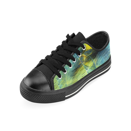 Light Blue Yellow Abstract Fractal Canvas Women's Shoes/Large Size (Model 018)
