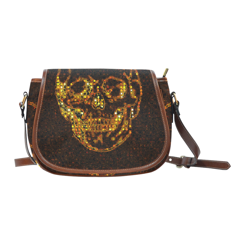 golden skull Saddle Bag/Small (Model 1649) Full Customization