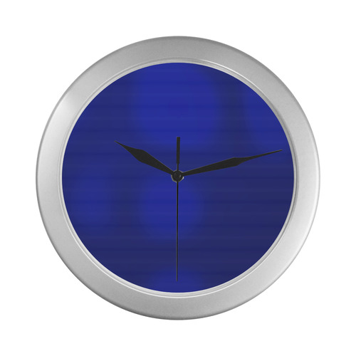 Plastic Blue Horizontal Stripes Silver Color Wall Clock