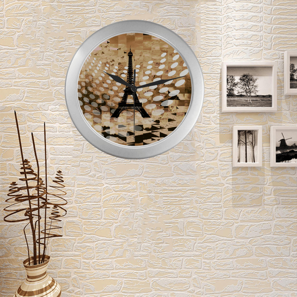 Paris Silver Color Wall Clock