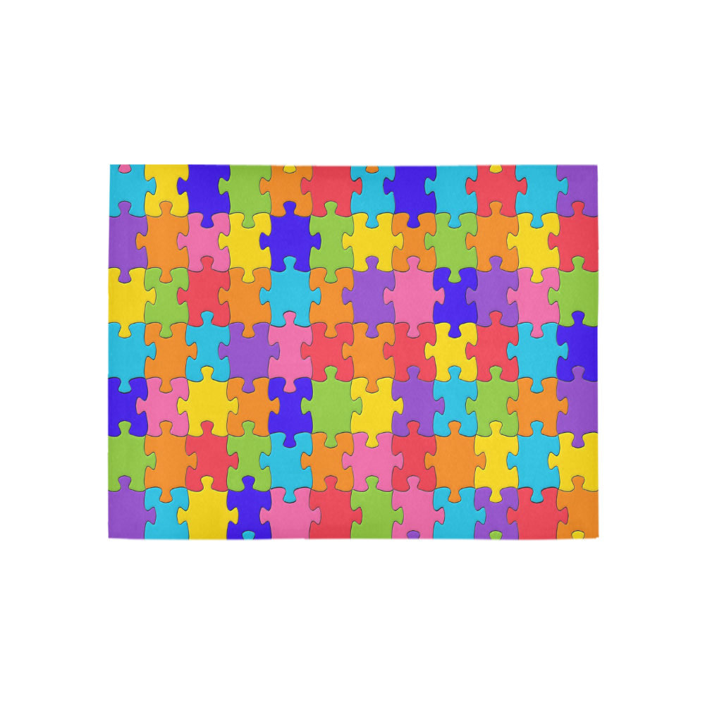 Multicolored Jigsaw Puzzle Area Rug 5'3''x4'