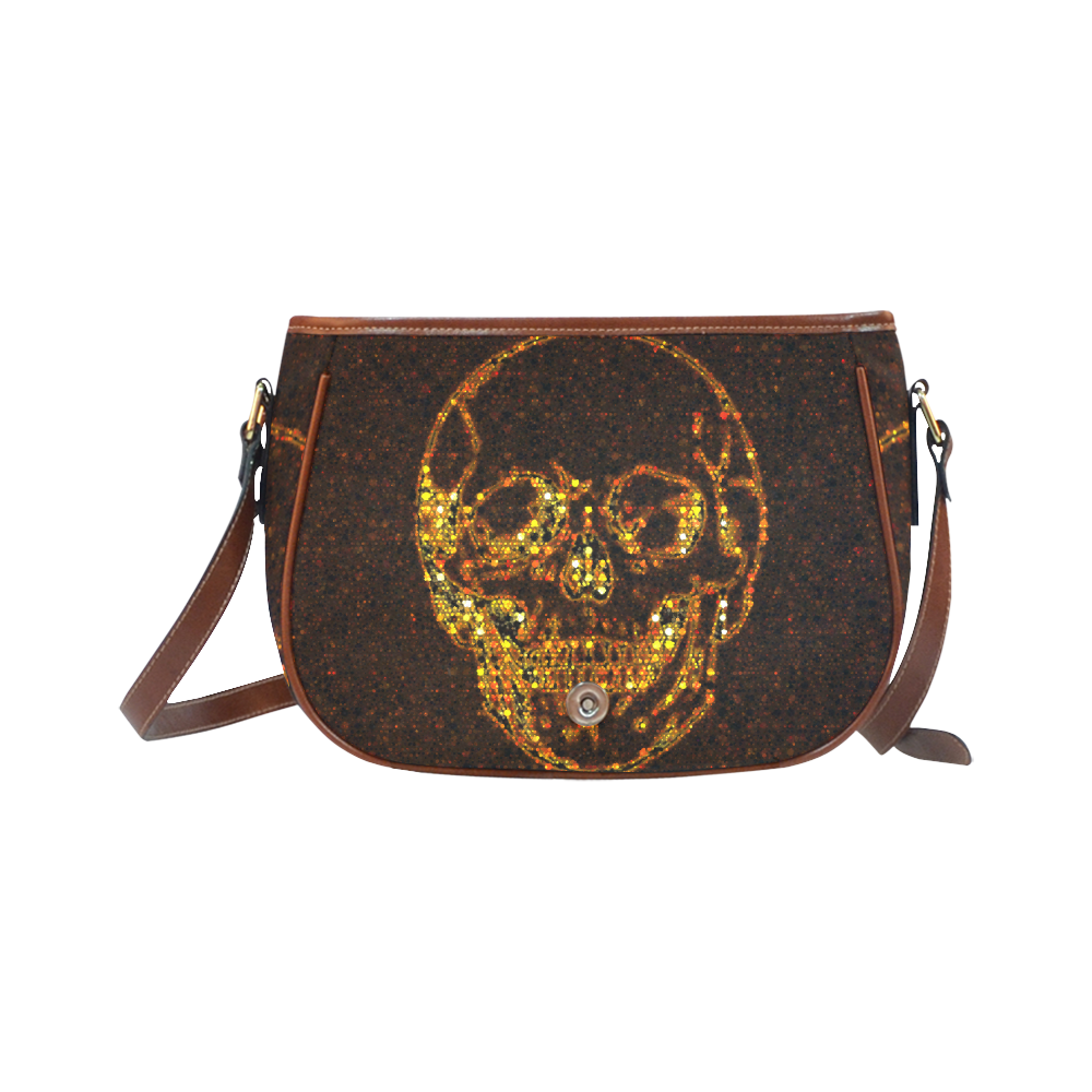 golden skull Saddle Bag/Small (Model 1649) Full Customization