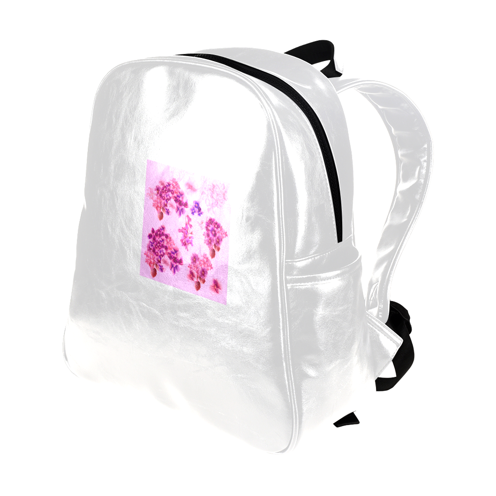 Cute pink floral and white designers bag : New collection 2016 in shop! Multi-Pockets Backpack (Model 1636)