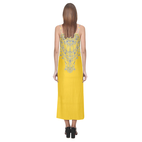 chains V-Neck Open Fork Long Dress(Model D18)