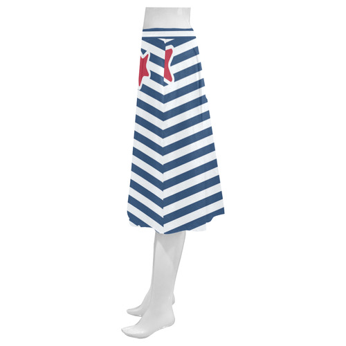 Blue, Red and White Stars and Stripes Mnemosyne Women's Crepe Skirt (Model D16)