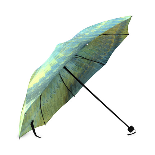 Light Blue Yellow Abstract Fractal Foldable Umbrella (Model U01)