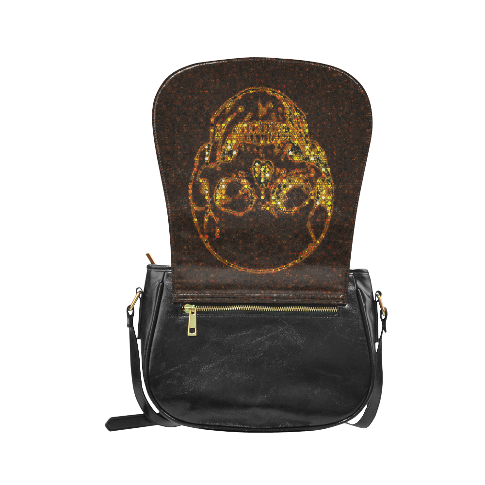 golden skull Classic Saddle Bag/Large (Model 1648)