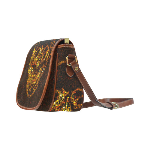 golden skull Saddle Bag/Small (Model 1649) Full Customization