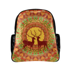Mandala YOUNG DEERS with Full Moon Multi-Pockets Backpack (Model 1636)