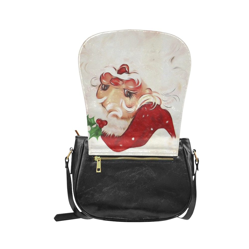 A cute vintage Santa Claus with a mistletoe Classic Saddle Bag/Small (Model 1648)