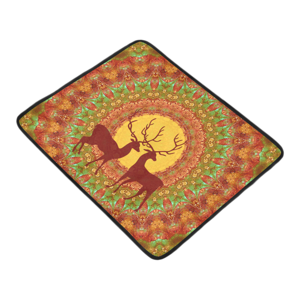 Mandala YOUNG DEERS with Full Moon Beach Mat 78"x 60"