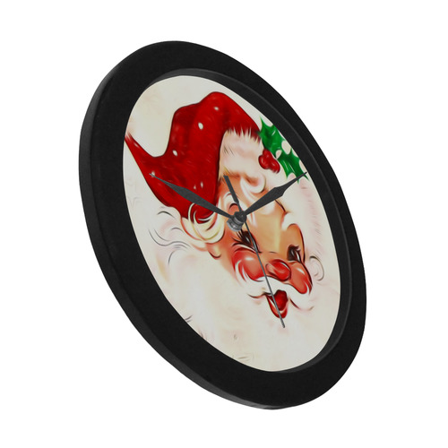 A cute vintage Santa Claus with a mistletoe Circular Plastic Wall clock
