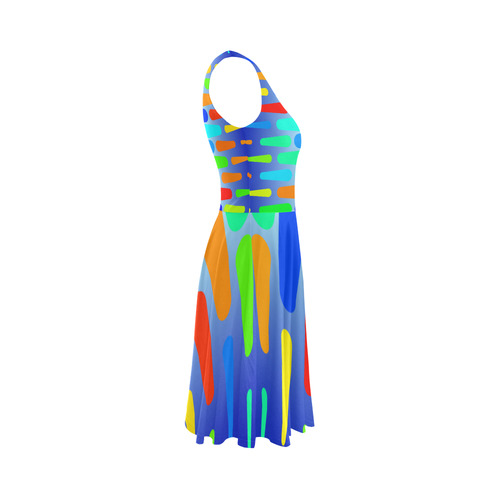 Colorful shapes on a blue background Sleeveless Ice Skater Dress (D19)