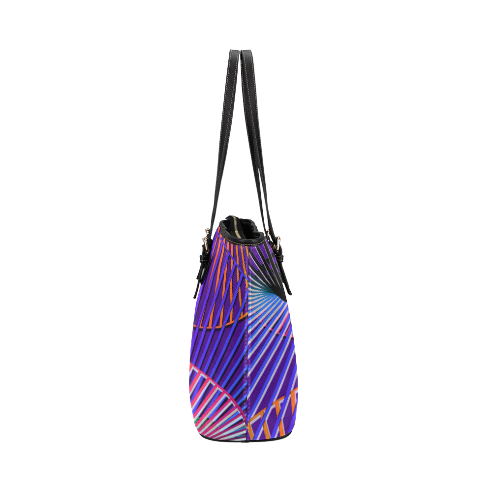 Colorful Rainbow Helix Leather Tote Bag/Small (Model 1651)