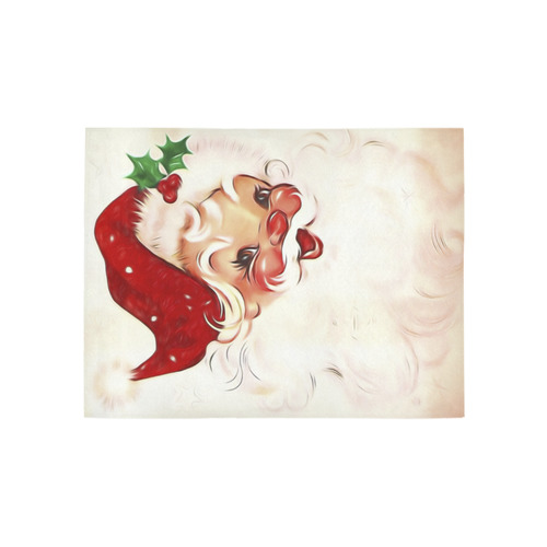 A cute vintage Santa Claus with a mistletoe Area Rug 5'3''x4'