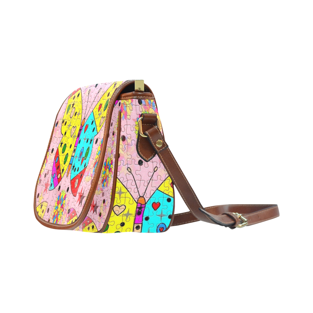 Butterfly Pop by Popart Lover Saddle Bag/Large (Model 1649)