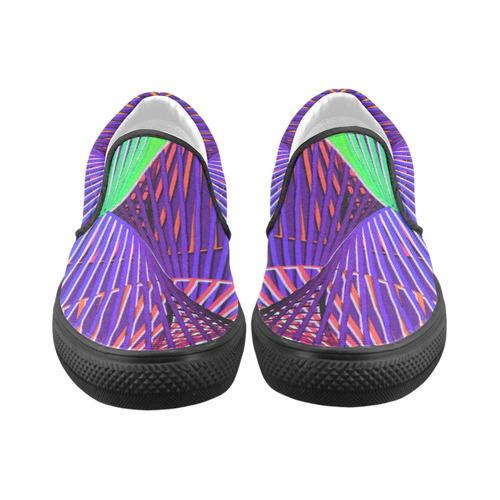 Colorful Rainbow Helix Women's Unusual Slip-on Canvas Shoes (Model 019)