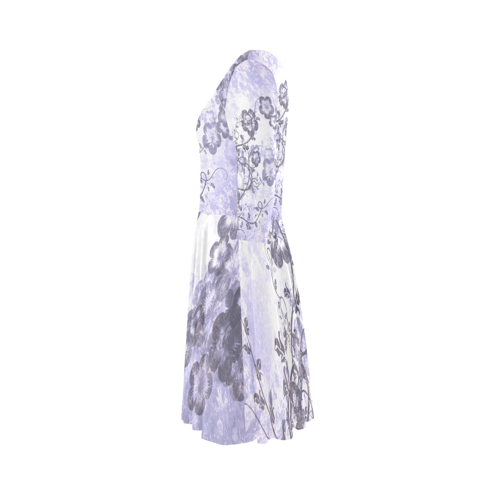 Wonderful flowers in soft purple colors Elbow Sleeve Ice Skater Dress (D20)