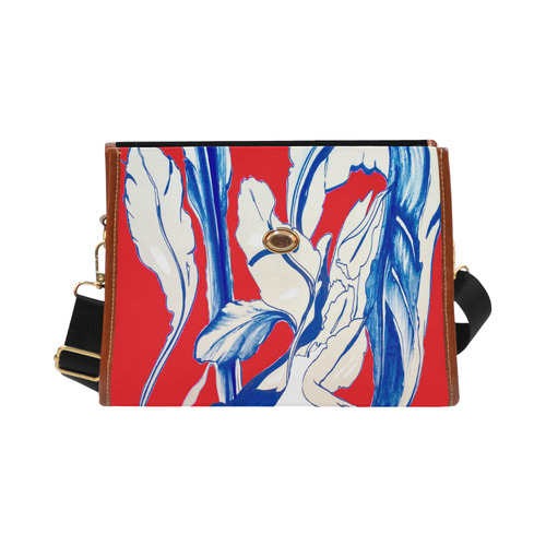 Blue Succulent Red Waterproof Canvas Bag/All Over Print (Model 1641)