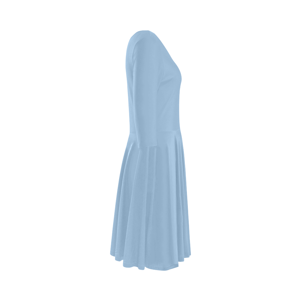 Airy Blue Elbow Sleeve Ice Skater Dress (D20)