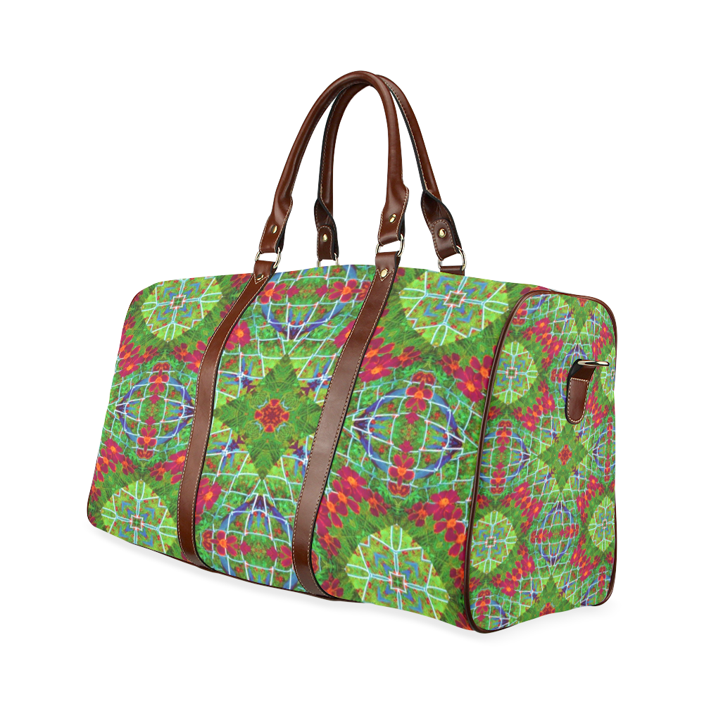Red and Green Geometric Art Waterproof Travel Bag/Small (Model 1639)
