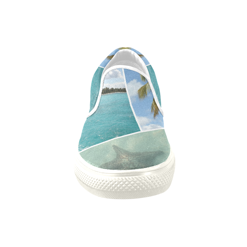 Caribbean Collage Slip-on Canvas Shoes for Men/Large Size (Model 019)