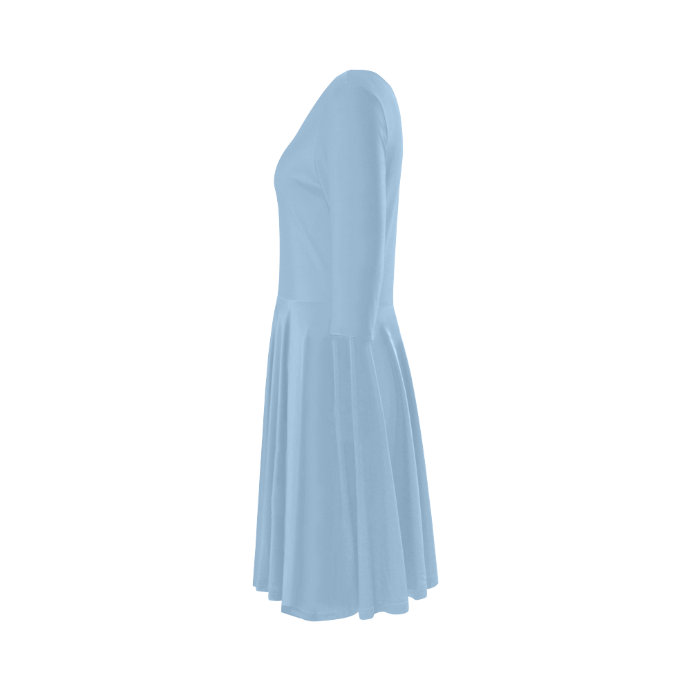 Airy Blue Elbow Sleeve Ice Skater Dress (D20)